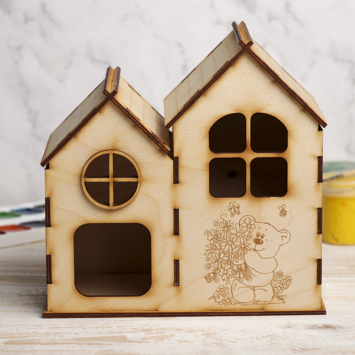 Заготовка для декора "Домик для сладких подарков" из фанеры 18,5х18х11,5 см