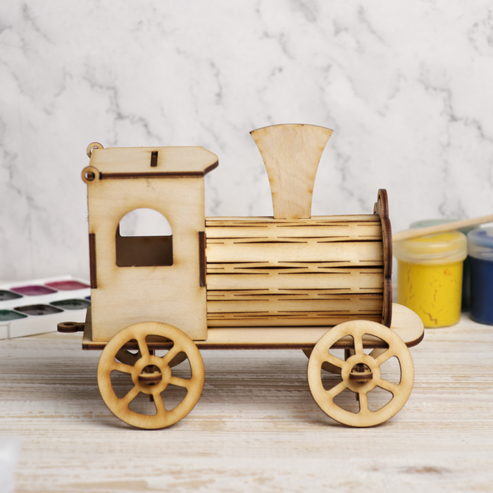 Копилка для декора "Паровозик" из фанеры 19х11,5х15 см