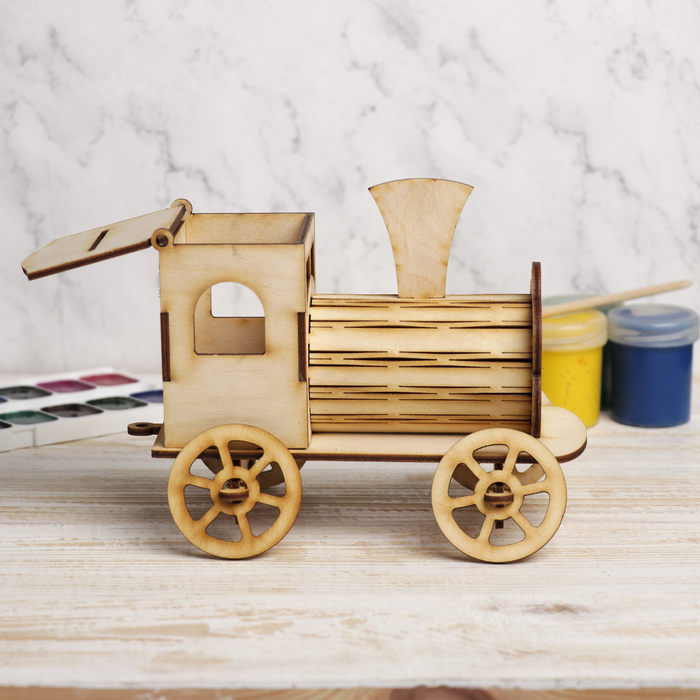 Копилка для декора "Паровозик" из фанеры 19х11,5х15 см