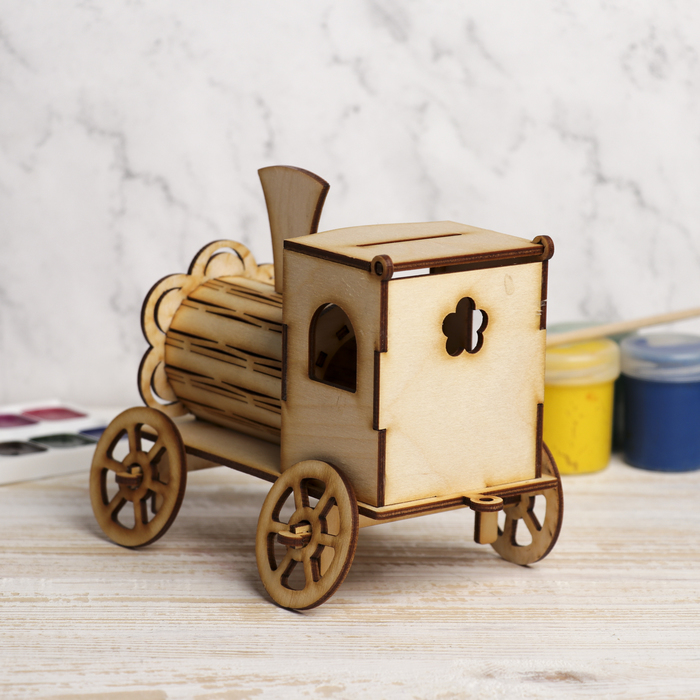 Копилка для декора "Паровозик" из фанеры 19х11,5х15 см