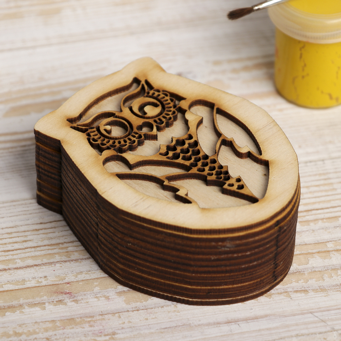 Шкатулка для декора "Сова" из фанеры 10,5х4х8 см