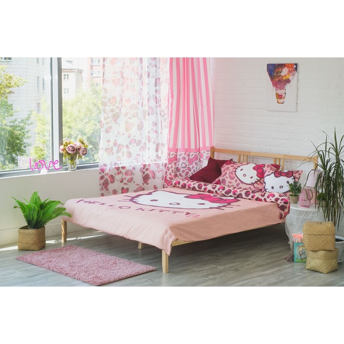 Штора Hello Kitty 150х270-1шт., цвет розовый , сатен