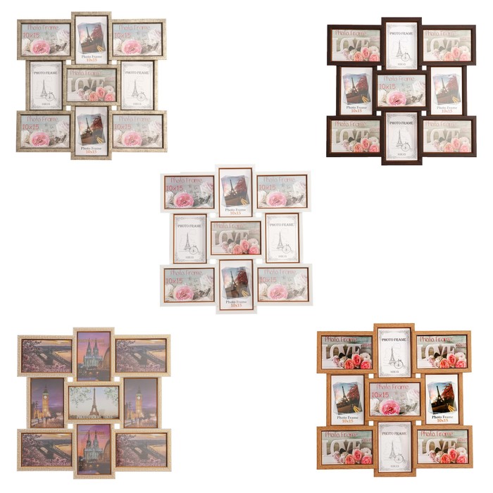 Фоторамка 47х47 см на 9 фото 10х15 см венге