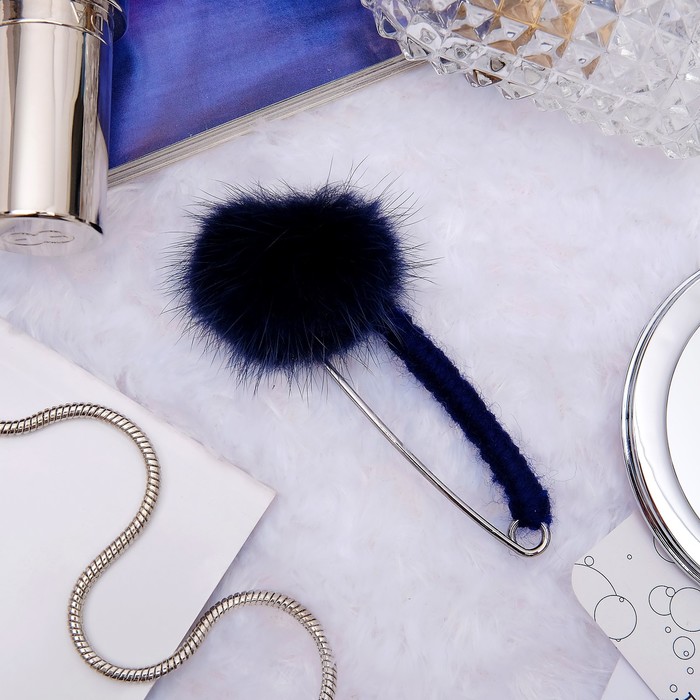 Булавка "Пушистик", 7см, цвет синий