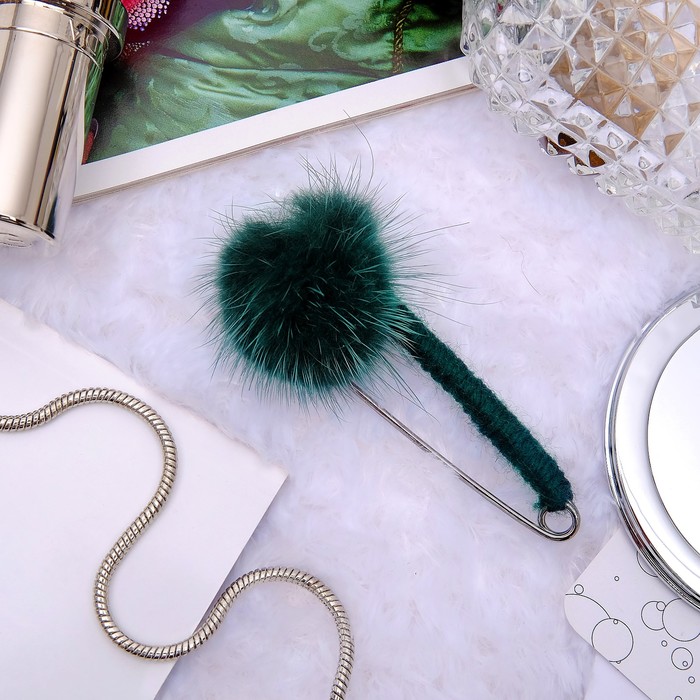 Булавка "Пушистик", 7см, цвет изумрудный