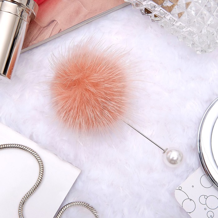 Булавка "Пушистик" с бусиной, 8см, цвет розовый