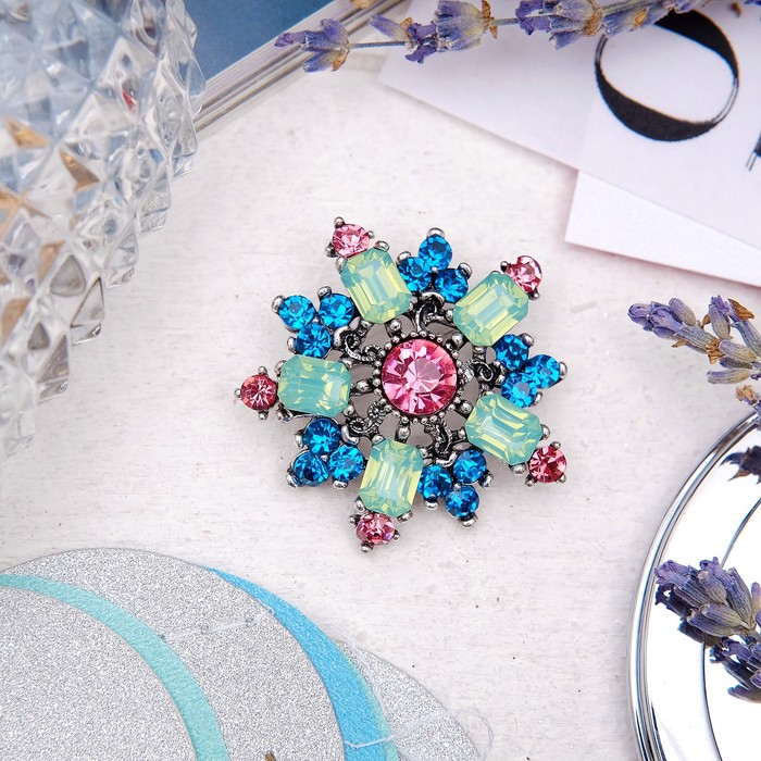 Брошь "Награда", цветная в черненом серебре