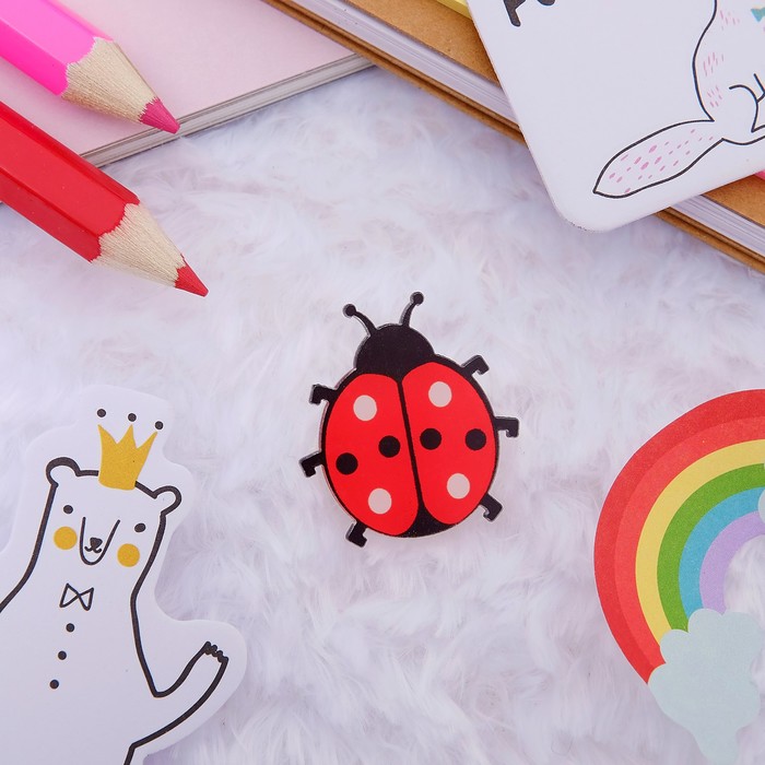 Брошь "Божья коровка" летняя, цвет красно-черный