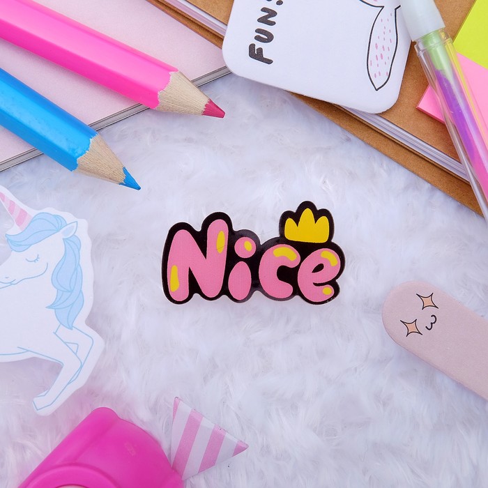 Брошь "Найс", цвет розово-желтый