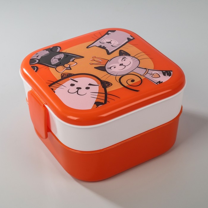 Контейнер для обеда "Кошки", 2 отделения 400 мл