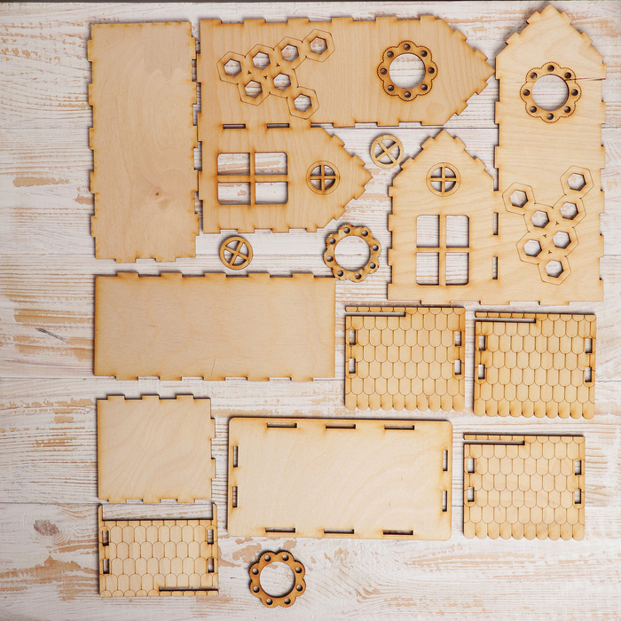 Медовый домик для декора "Два корпуса" (набор 14 деталей) 16,5х23х9 см