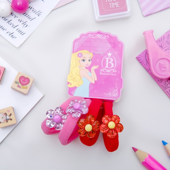 Резинка для волос "Волшебные цветы" (цена за штуку) ромашка красный,розовый