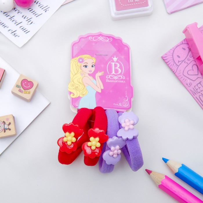 Резинка для волос "Нежность" (цена за штуку) бантик красный,сиреневый