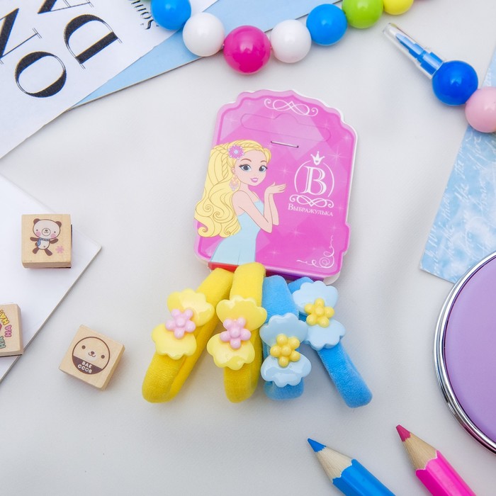 Резинка для волос "Нежность" (цена за штуку) бантик голубой,желтый