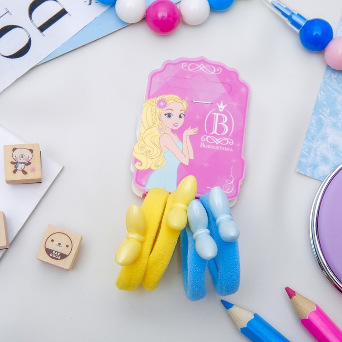 Резинка для волос "Ушки перелив" (цена за штуку) голубой,желтый