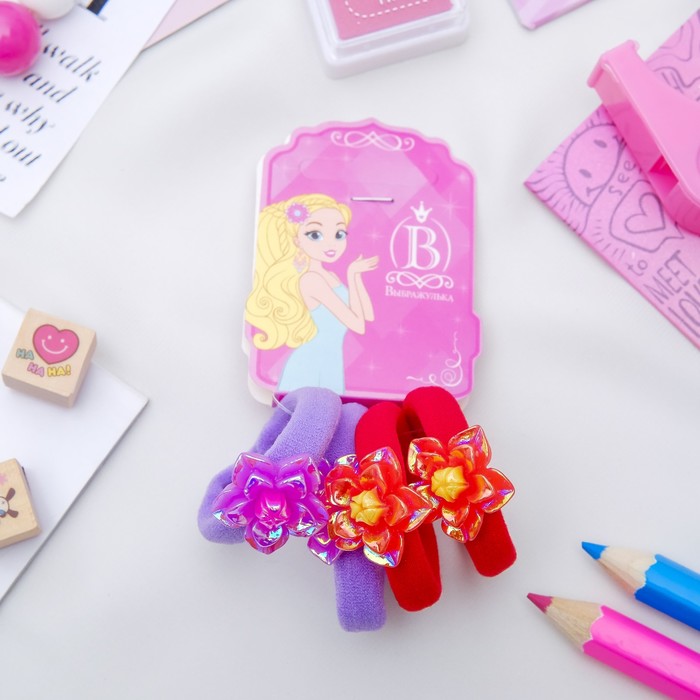 Резинка для волос "Цветок перелив" (цена за штуку) красный,сиреневый