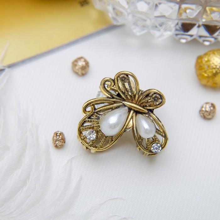 Краб для волос "Бабочка жемчужная" 2,5 см