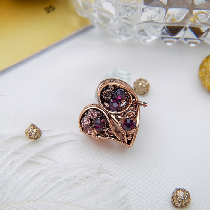 Краб для волос "Мокси" 1,7 см сердце фиолет