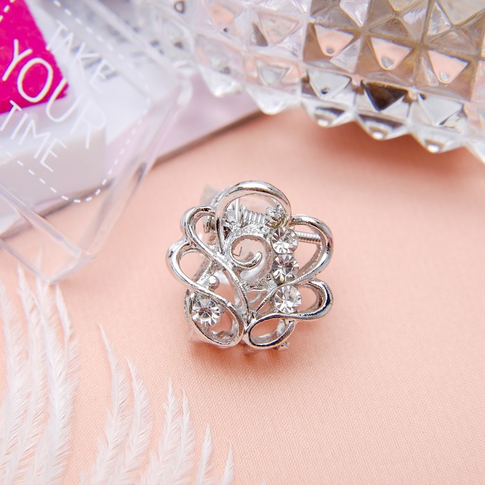 Краб для волос "Мокси" 3 см роза серебро