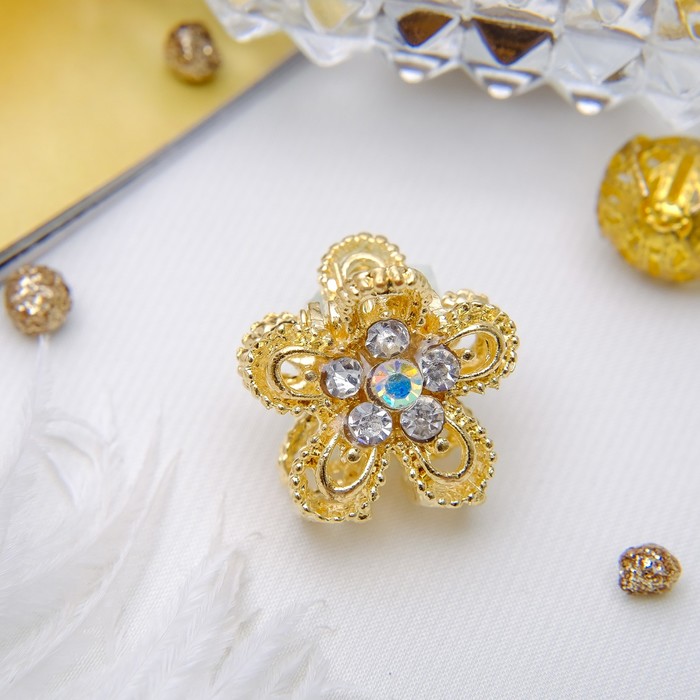 Краб для волос "Мокси" 2 см цветок золото