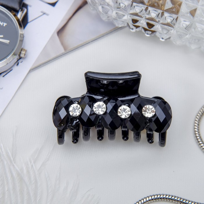 Краб для волос "Кристалл" 4,8 см черный