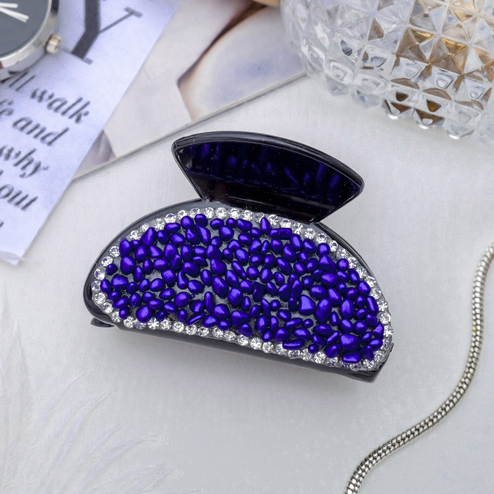 Краб для волос "Россыпь" 6 см синий