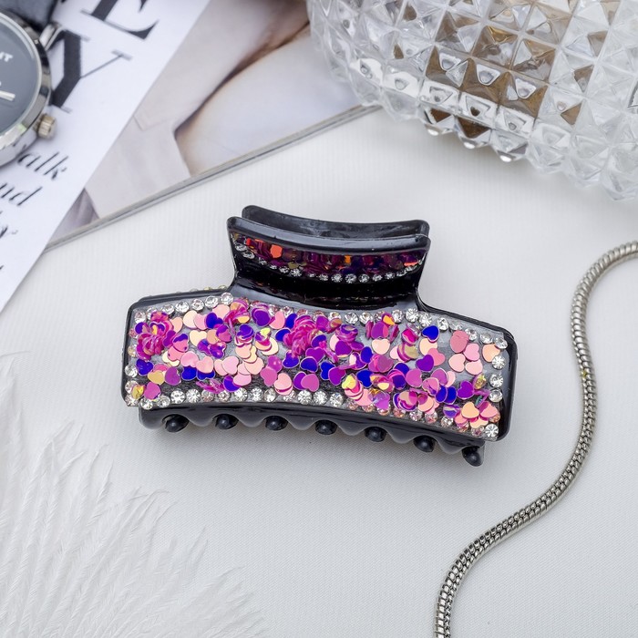 Краб для волос "Пайетки" 6,3 см прямой