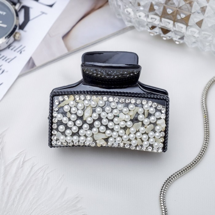 Краб для волос "Россыпь" 5,5 см белый