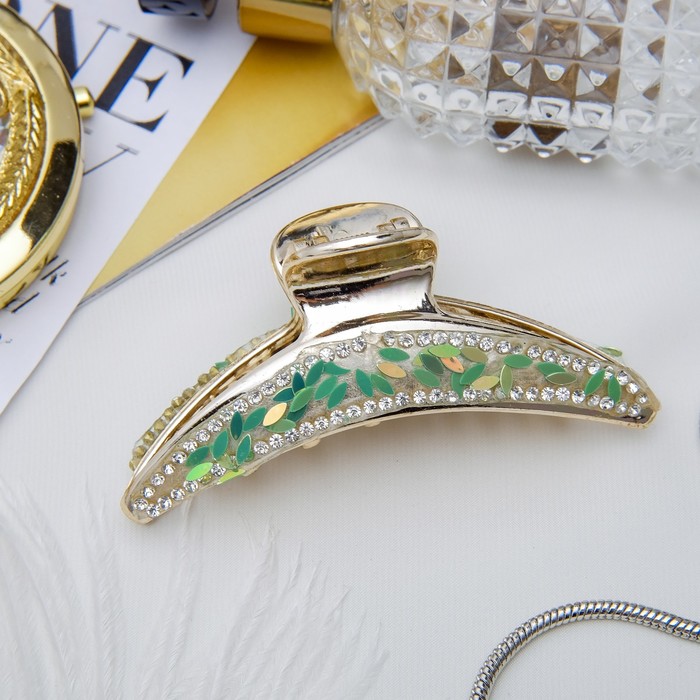 Краб для волос "Пайетки" 8,3 см дуга золото