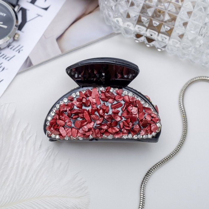 Краб для волос "Россыпь" 6 см бордо