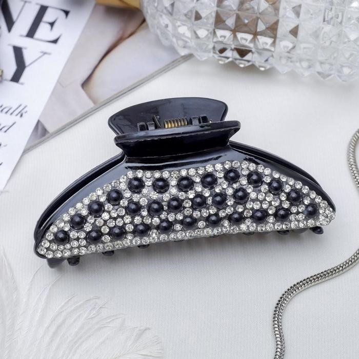 Краб для волос "Скарлетт" 9 см черно белый