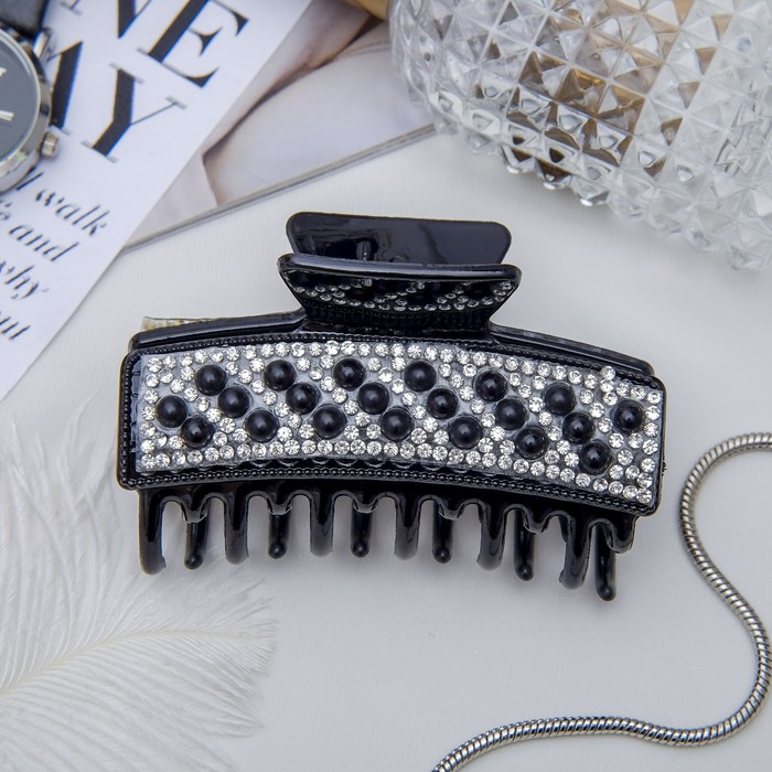 Краб для волос "Скарлетт" 8 см черно белый