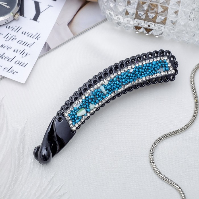 Банан для волос "Россыпь" 11 см бирюза