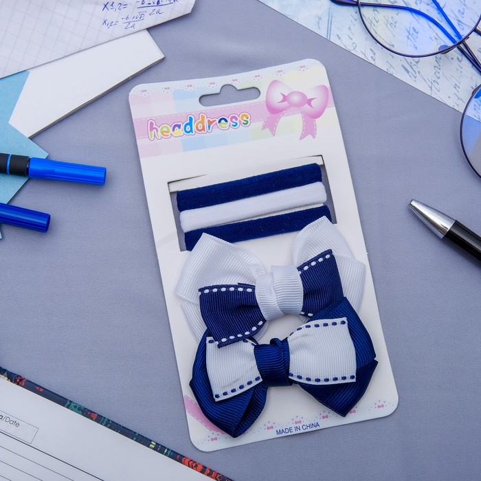 Набор для волос "Лаура" 5 шт ( 3 резинки, 2 невидимки) бантики кант