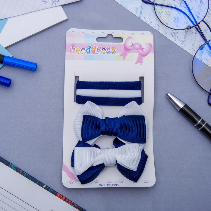 Набор для волос "Лаура" 5 шт ( 3 резинки, 2 невидимки) бантики рельеф