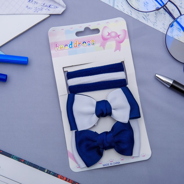 Набор для волос "Лаура" 5 шт ( 3 резинки, 2 невидимки) бантики