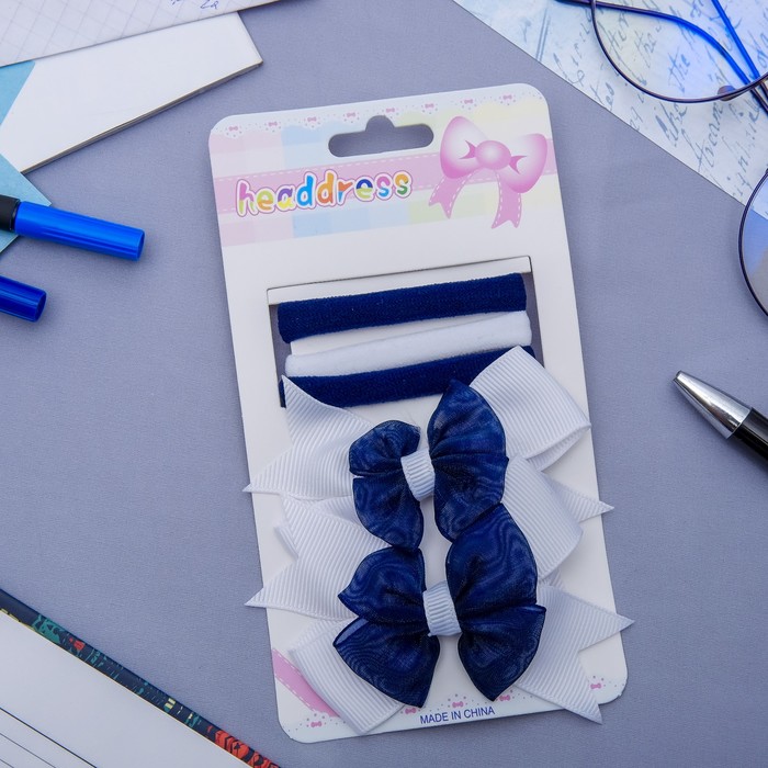 Набор для волос "Лаура" 5 шт ( 3 резинки, 2 невидимки) бантики фатин