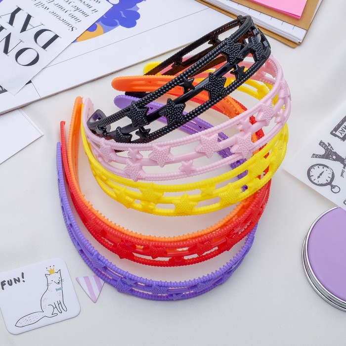 Ободок для волос "Варьете" 2 см звездочки микс