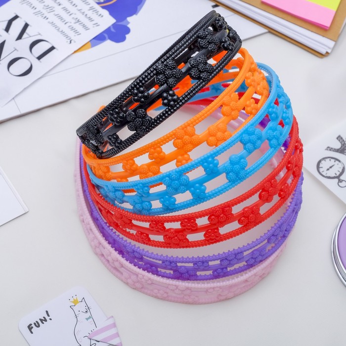 Ободок для волос "Варьете" 2 см цветочки микс