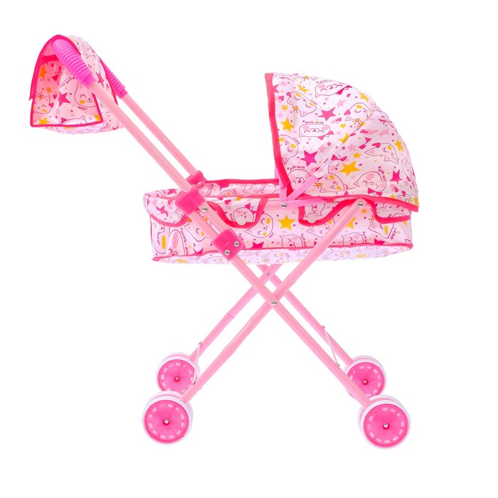 Коляска универсальная для кукол «Кошечка» с сумкой, металлический каркас