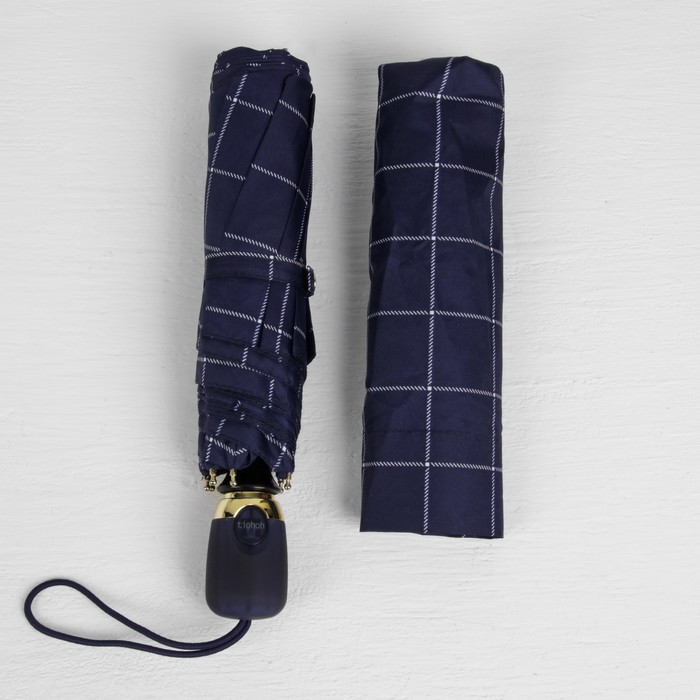 Зонт автоматический "Клетка", R=50см, цвет синий