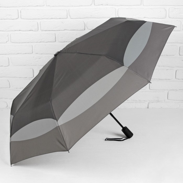 Зонт автоматический "Волны", R=50см, цвет чёрный/серый
