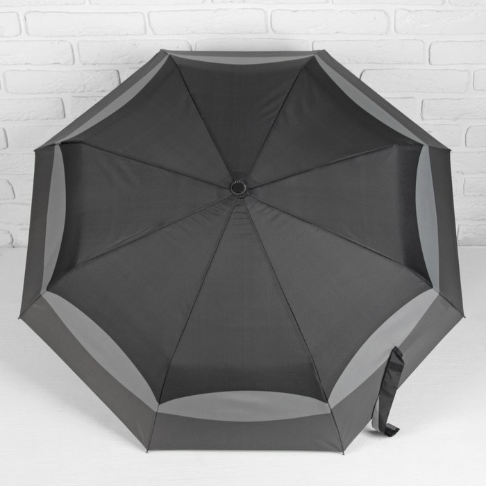 Зонт автоматический "Волны", R=50см, цвет чёрный/серый