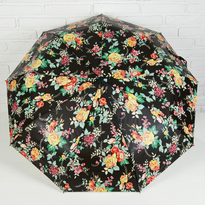 Зонт автоматический "Цветы", R=52см, цвет оранжевый/фиолетовый