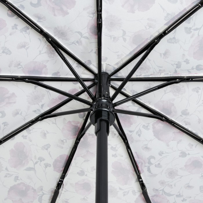Зонт автоматический "Цветы", R=52см, цвет белый/розовый