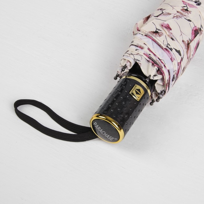 Зонт автоматический "Цветы", R=52см, цвет белый/розовый