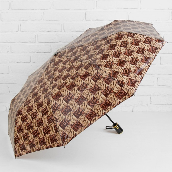 Зонт автоматический "Абстракция", R=52см, цвет бежевый/коричневый
