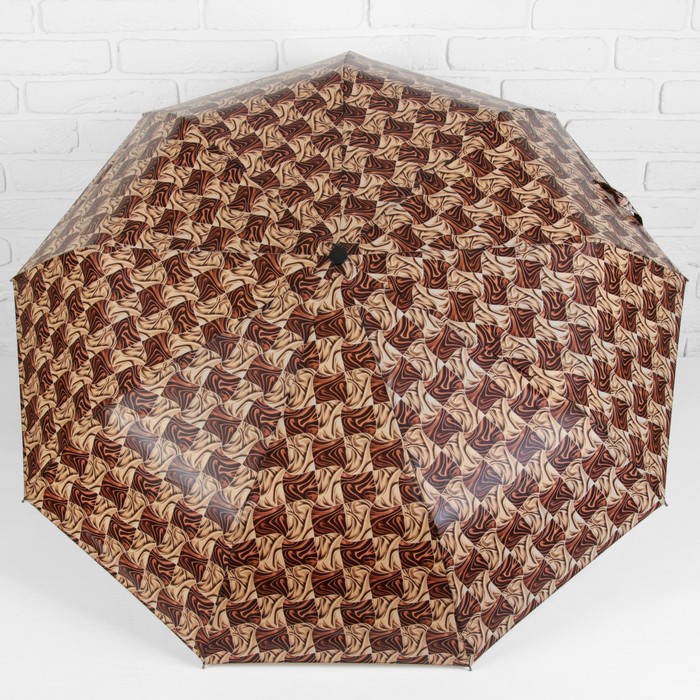 Зонт автоматический "Абстракция", R=52см, цвет бежевый/коричневый