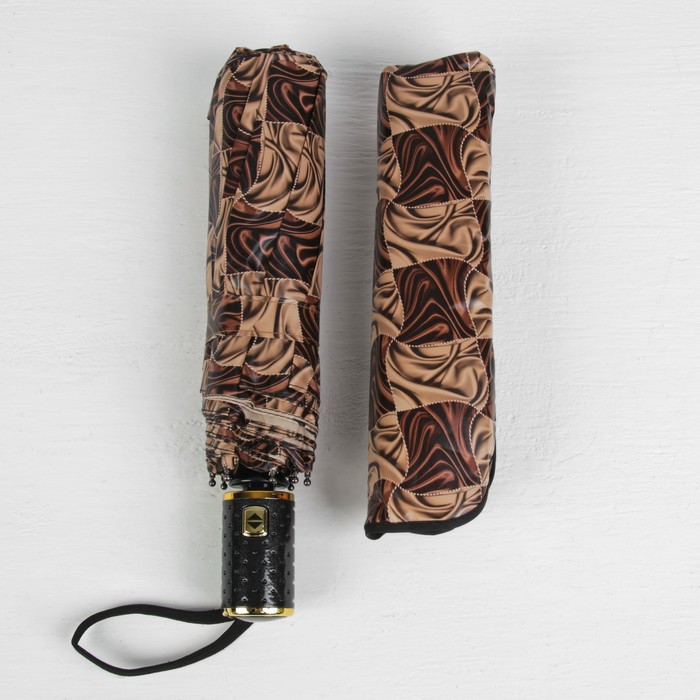 Зонт автоматический "Абстракция", R=52см, цвет бежевый/коричневый