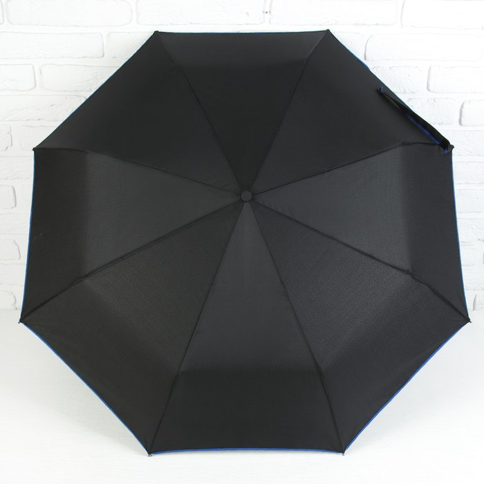 Зонт полуавтоматический "Акцент", R=50см, цвет чёрный/синий